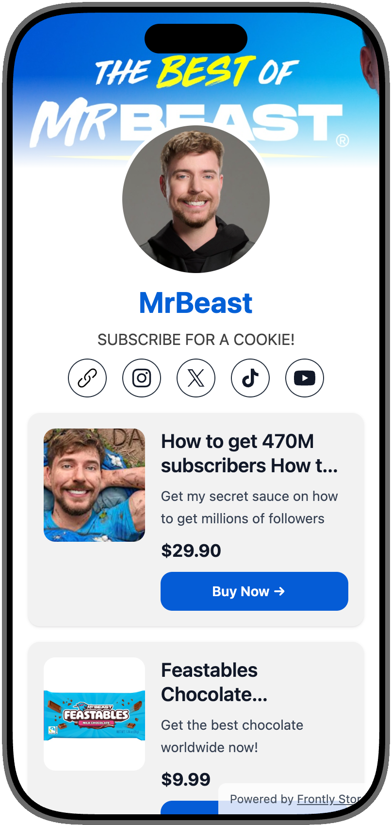 Example Frontly creator store